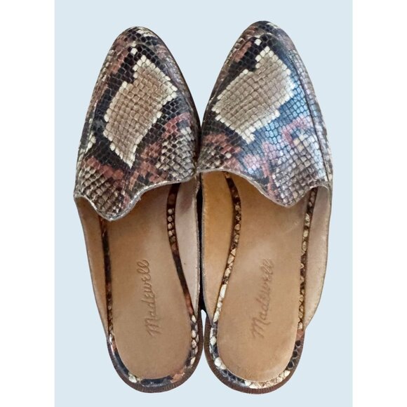 MADEWELL Frances Textured Snakeskin Printed Loafer Mules Sz 7 - Picture 5 of 7